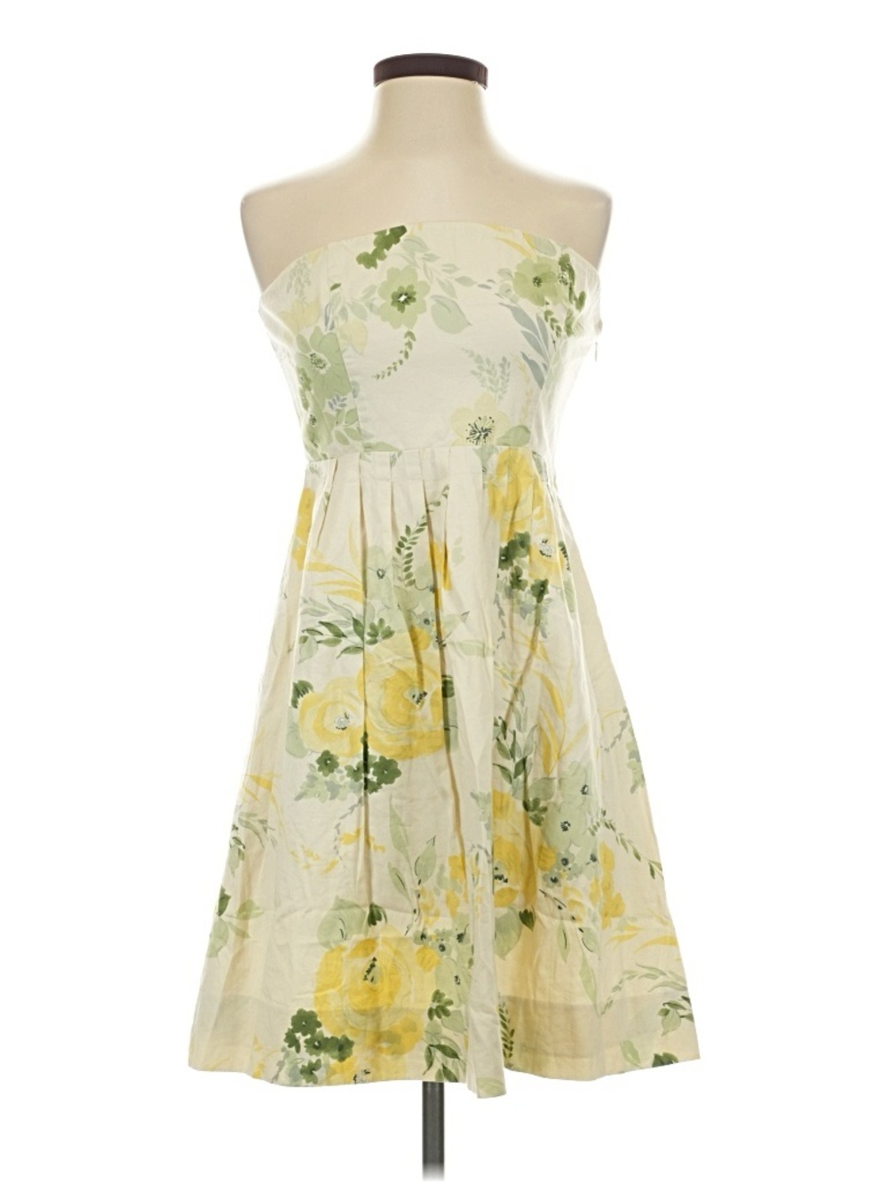 The Limited Strapless Floral Sundress in Cream, Yellow, Green